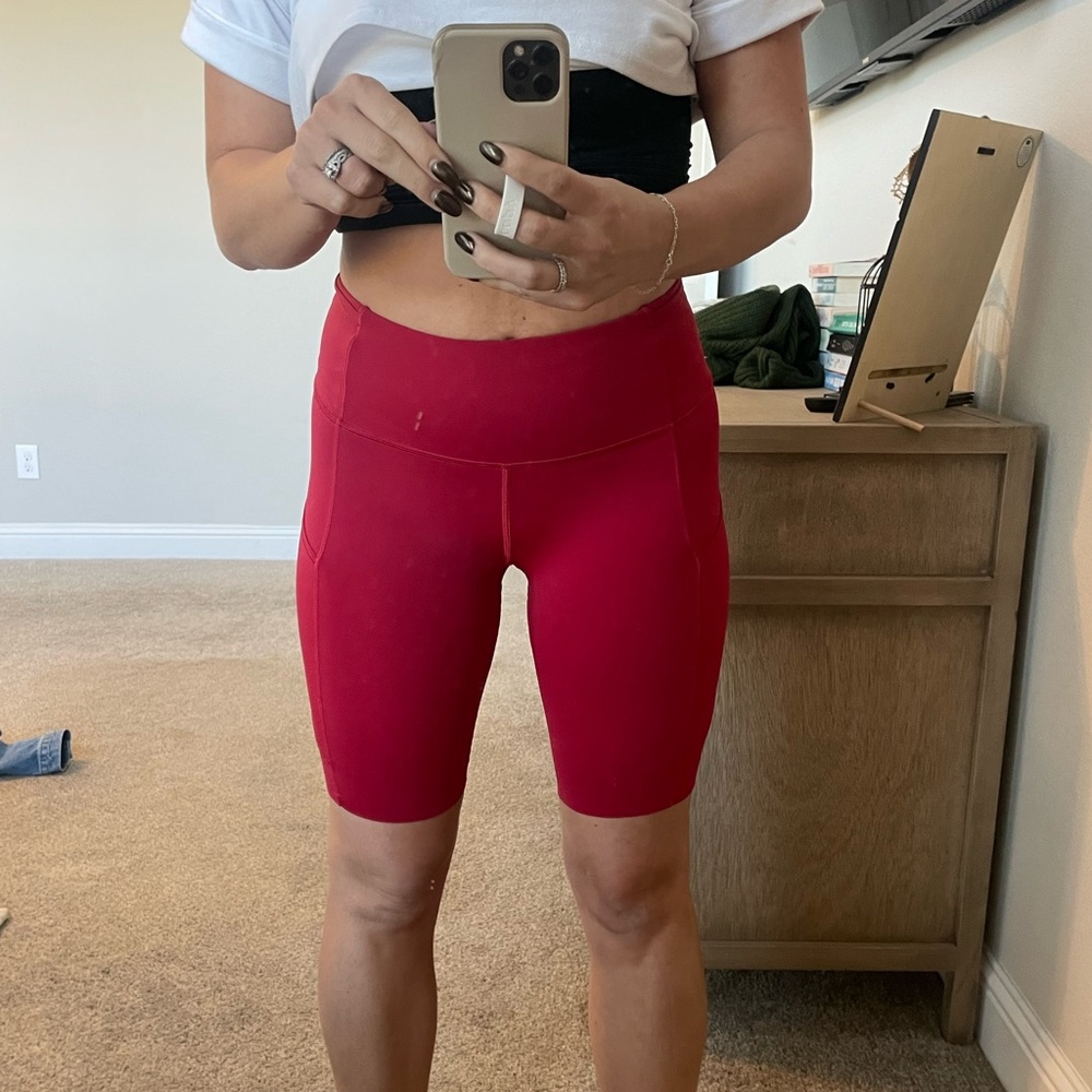 Lululemon red biker shorts